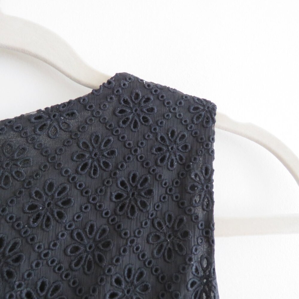 PHILOSOPHY DI LORENZO SERAFINI Broderie Anglaise Lace Ruffle Tiered Black Dress - Picture 14 of 15